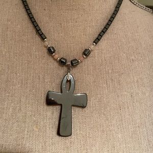 Hematite Cross Necklace
